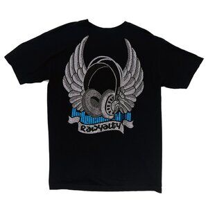 Rawyalty Black Rhinestone Stud Music Headphones Mens XL X-Large T Shirt
